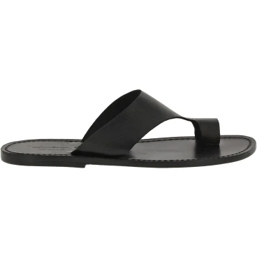 Black leather thong sandals for men Handmade in Italy