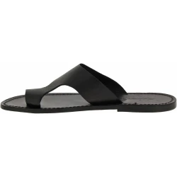 Herren Flip-Flop-Sandalen aus schwarze Leder in Italien von Handgefertigt