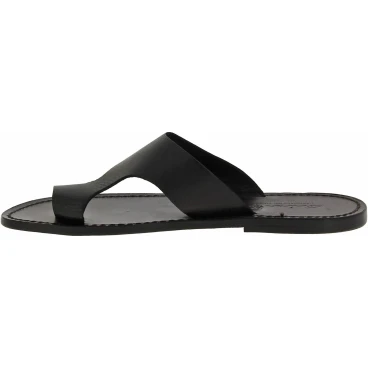 Black leather thong sandals for men Handmade in Italy