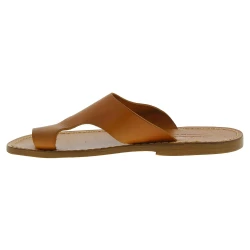 Ciabatte infradito da uomo in pelle color cuoio artigianali