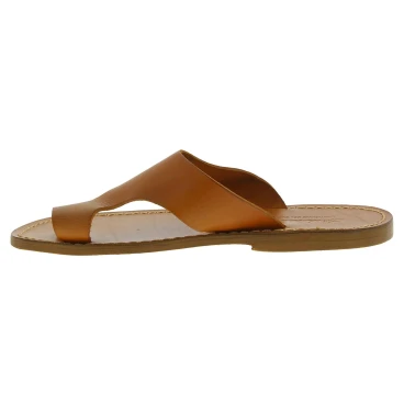 Herren Flip-Flop-Sandalen aus Hautbräunung Leder in Italien von Handgefertigt