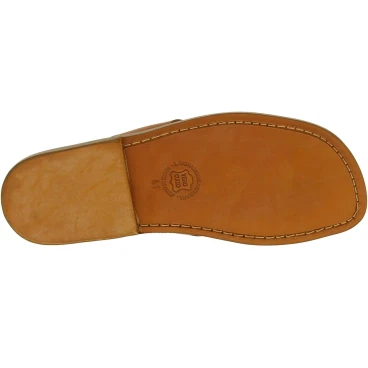 Herren Flip-Flop-Sandalen aus Hautbräunung Leder in Italien von Handgefertigt