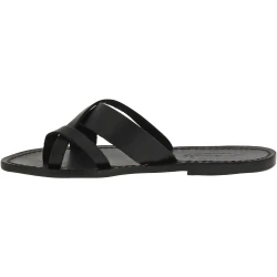 Women's thong sandals Handmade in Italy in black calf leather