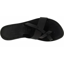 Sandalias de cuero negro para mujeres hechos a mano en Italia