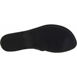 Tongs femme en cuir noir travaillés à la main en Italie
