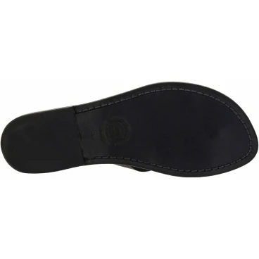 Tongs femme en cuir noir travaillés à la main en Italie