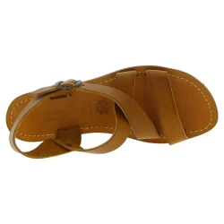 Sandali alla francescana donna in pelle color cuoio artigianali
