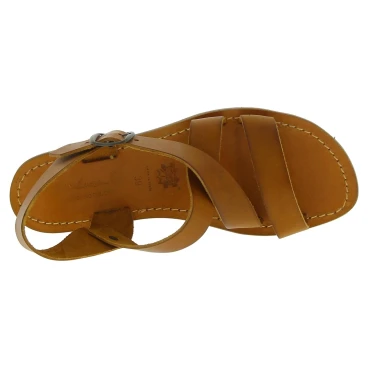 Brauner Franziskaner-Ledersandalen für Damen in Italien von Handgefertigt