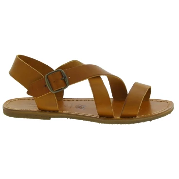 Sandali alla francescana donna in pelle color cuoio artigianali