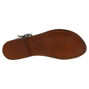 Dark brown flat sandals for women real leather Handmade in Italy