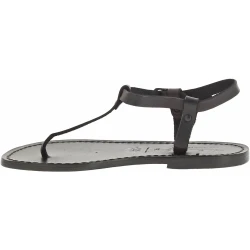 Thong sandals in black leather handmade in Italy