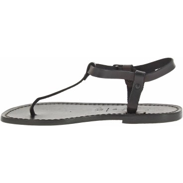 Sandalias en cuero negro hecha a mano en Italia
