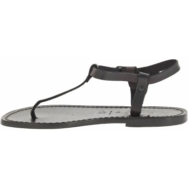 Thong sandals in black leather handmade in Italy