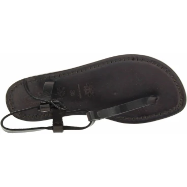 Sandales cuir femmes noir travaillées à la main