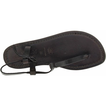 Sandalias en cuero negro hecha a mano en Italia