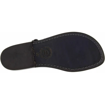 Handgefertigte italienische Sandalen aus Schwarz Leder
