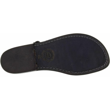 Sandalias en cuero negro hecha a mano en Italia