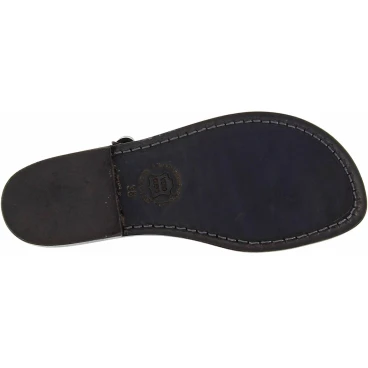 Thong sandals in black leather handmade in Italy