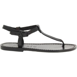 Sandalias en cuero negro hecha a mano en Italia