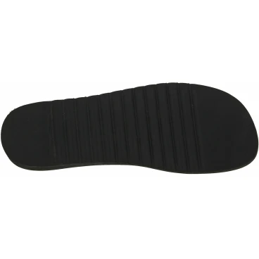 Tongs homme en cuir noir avec semelle en caoutchouc épais