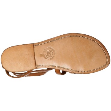 Sandalias gladiador plana para las mujeres hecho a mano en Italia en cuero cuir