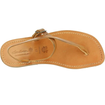 Herren Flip-Flop-Sandalen aus hellbraunem Leder in Italien von Hand gefertigt