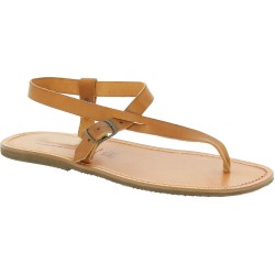 Handmade tan leather thong sandals for men