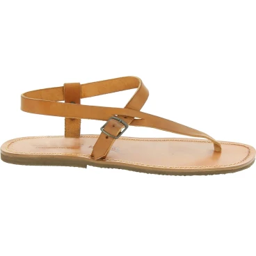 Herren Flip-Flop-Sandalen aus hellbraunem Leder in Italien von Hand gefertigt