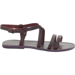 Women's violet leather sandals handmade in Italy