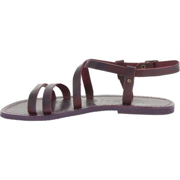 Women's violet leather sandals handmade in Italy