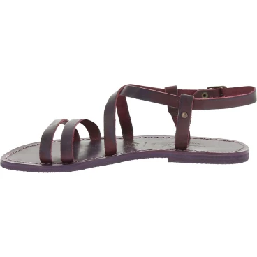 Women's violet leather sandals handmade in Italy