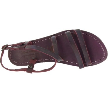 Women's violet leather sandals handmade in Italy