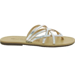 Nu-pieds femme en cuir argent fait main