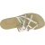 Flache Hand gefertigte Damen-Sandalen mit Riemchen aus silberfarbenem Leder und Ledersohle