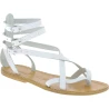 Hand gefertigte italienische Gladiator-Sandalen aus weißem Leder
