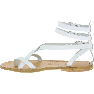 Handmade in Italy womens strappy sandals in white leather