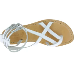 Sandali gladiatore fatti a mano in pelle colore bianco