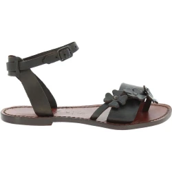 Dunkelbraune Damen-Sandalen in Italien von Hand gefertigt aus echtem Leder