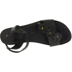 Sandali bassi donna artigianali in pelle color nero