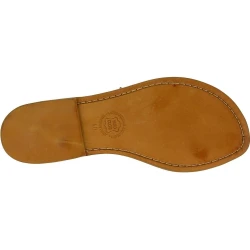 Handgefertigte lederfarbig flache Sandalen für Damen