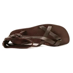 Herren-Sandalen im Gladiator-Stil aus braunem Leder in Italien von Hand gefertigt