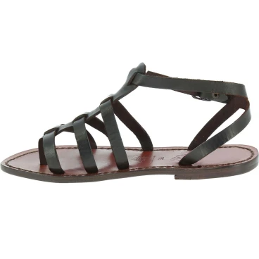 Women's dark brown gladiator sandals Handmade in Italy