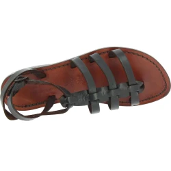 Sandalias gladiador marrón oscuro para mujer de cuero hecho a mano en Italia