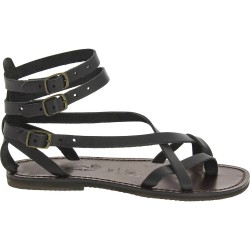 Hecho a mano en Italia sandalias esclavo en cuero negro