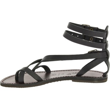 Hecho a mano en Italia sandalias esclavo en cuero negro