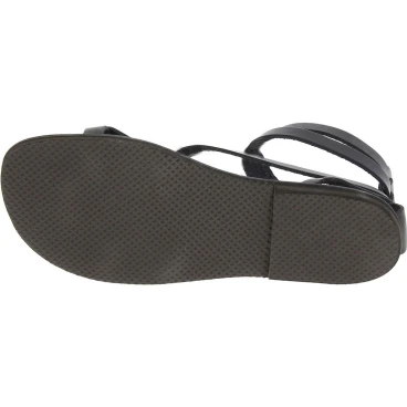 Spartiates cuir noir pour femme travaillé à la main