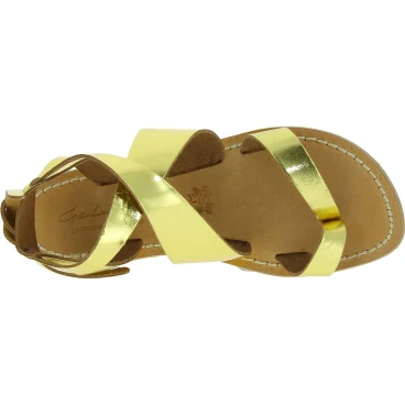 Women's sandals in metallic gold leather handmade in Italy