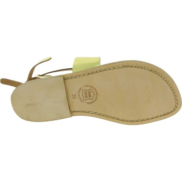 Sandalias para mujeres en cuero oro hecho a mano en Italia