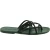Handmade green strips leather womens slides thongs and leather sole