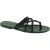 Handmade green strips leather womens slides thongs and leather sole